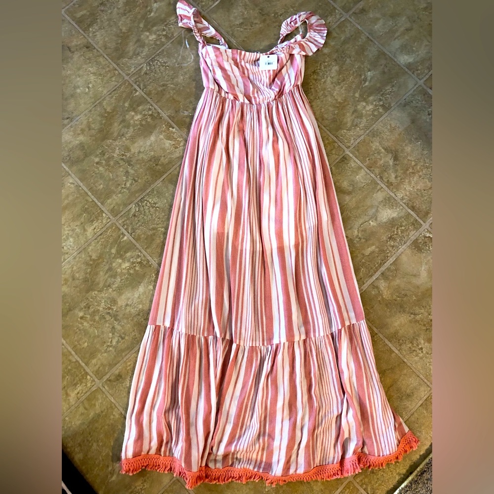 Maxi dress, size S, white/pink